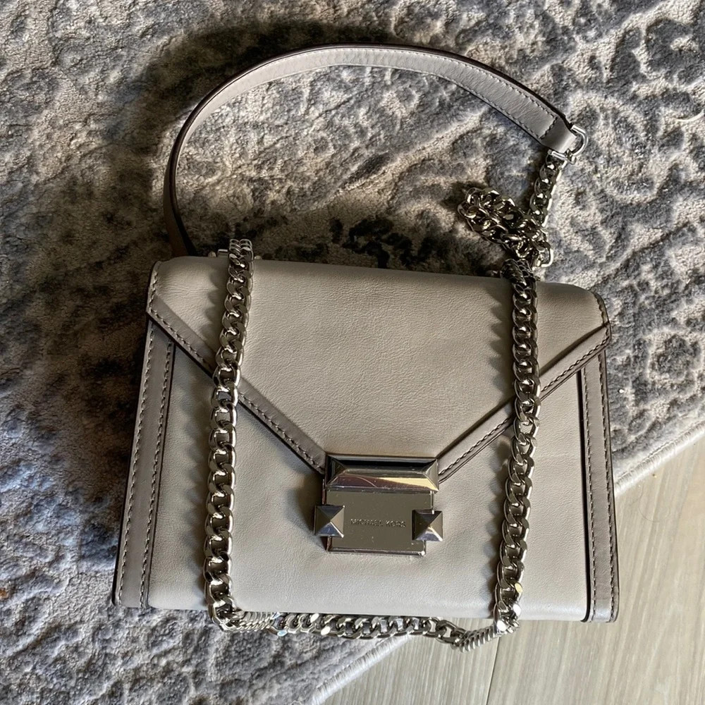 MICHAEL Michael Kors Whitney Leather Convertible Shoulder Bag Grey - Picture 2 of 7